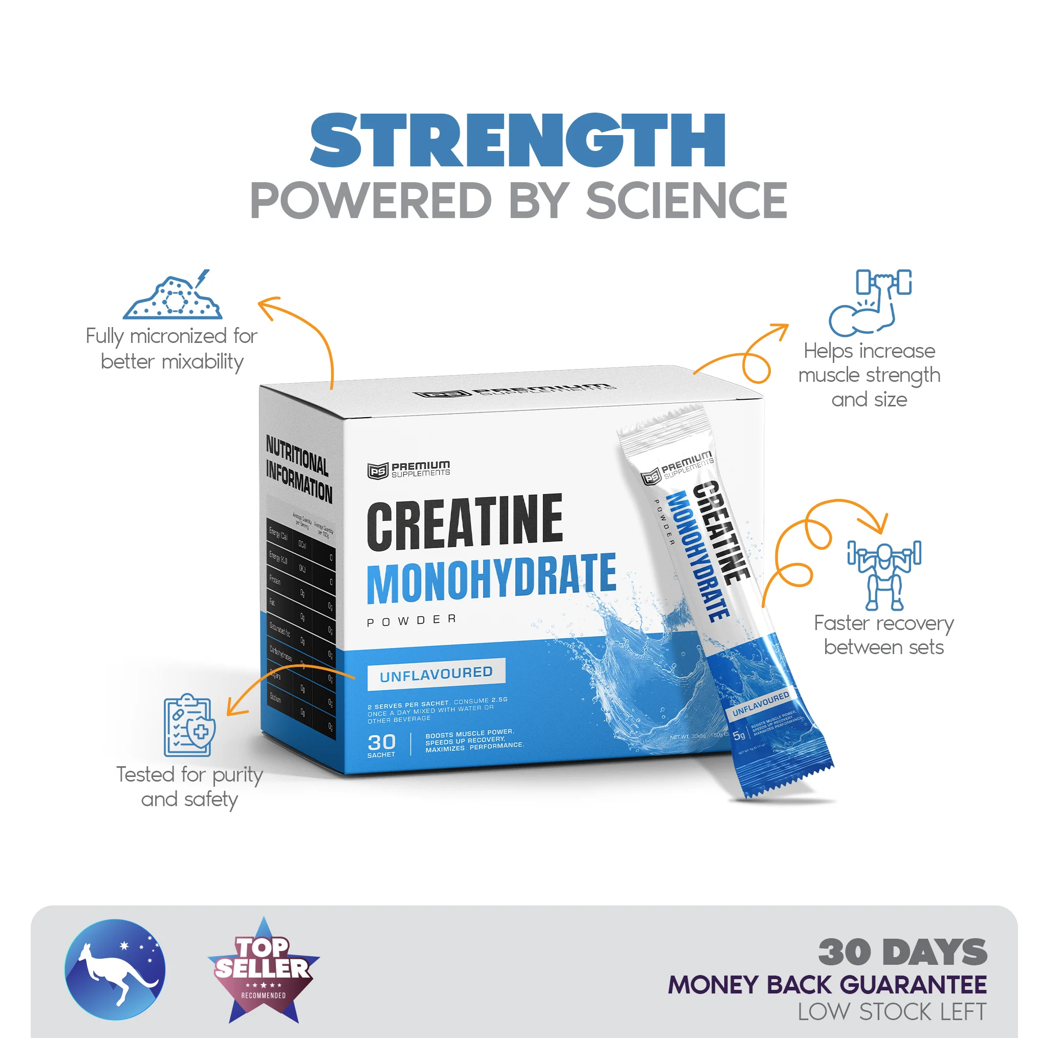 Micronized Creatine Monohydrate Sachets | 30 x 5g Travel Packets - Image 3