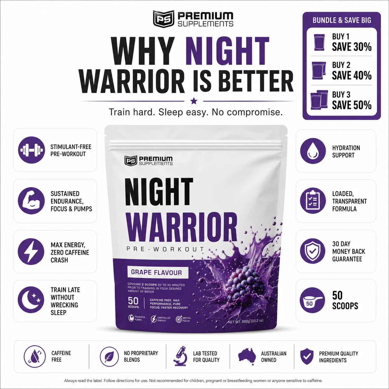 Night warrior Caffeine-free Pre-workout - Image 3