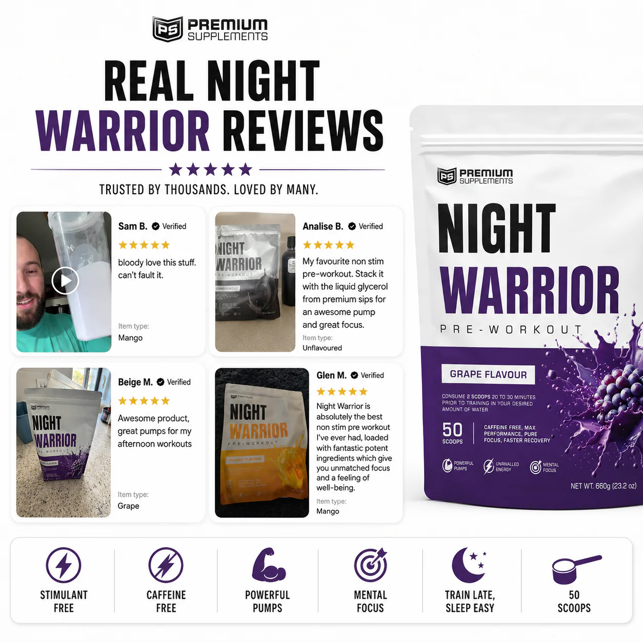 Night warrior Caffeine-free Pre-workout - Image 4